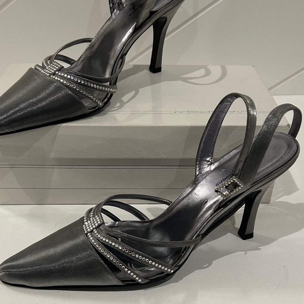 Valerie Stevens Metallic Silver Heels